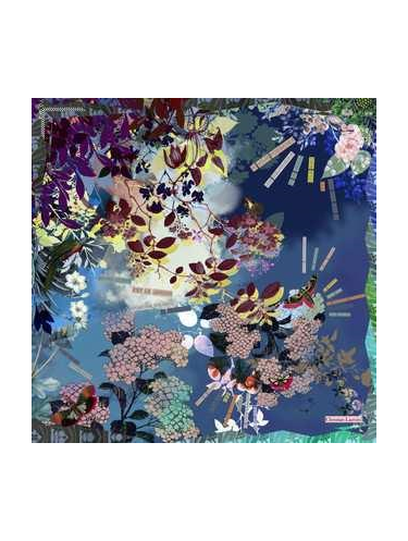 La Seta Mantero 2768JT119 - SOIE - BLUE - 3 lacroix foulard en mon jardin Foulards/Etoles