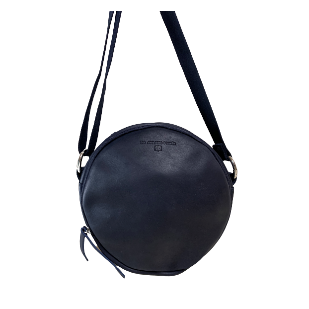 Les Ateliers Foures B110 - CUIR DE VACHETTE - MARINE fourès baroudeuse tambourin Sac porté travers