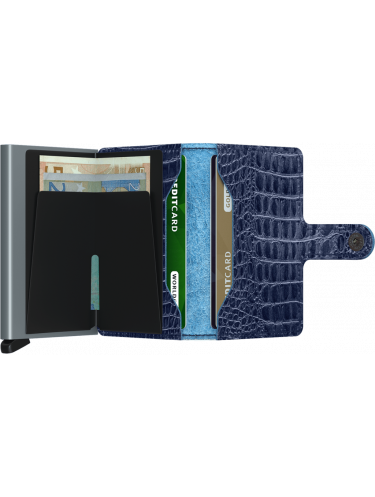 Secrid MN - ALUMINIUM/CUIR - BLUE scerid miniwallet nile Porte-cartes