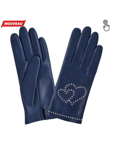 Glove Story 21548SN - CUIR D'AGNEAU/SOIE - B glove story gant femme studs coeur Gants