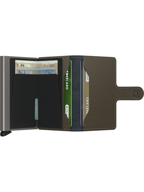 Secrid MCA - ALUMINIUM/CUIR - KHAKI secrid miniwallet porte carte rfid Porte-cartes