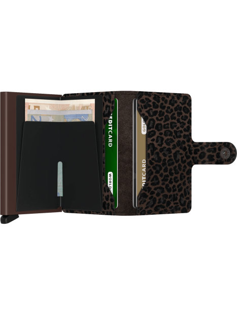 Secrid MLE - ALUMINIUM - LEOPARD BROWN secrid- mini wallet- porte carte rfid Porte-cartes