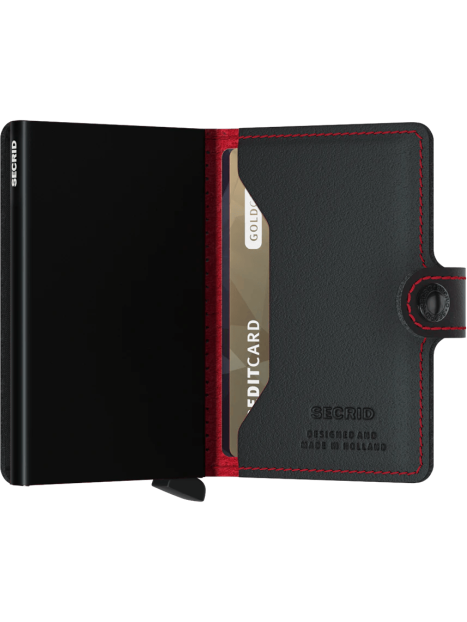 Secrid MPF - ALUMINIUM/CUIR - BLACK/RED secrid- miniwallet perforated- porte carte rfid Porte-cartes
