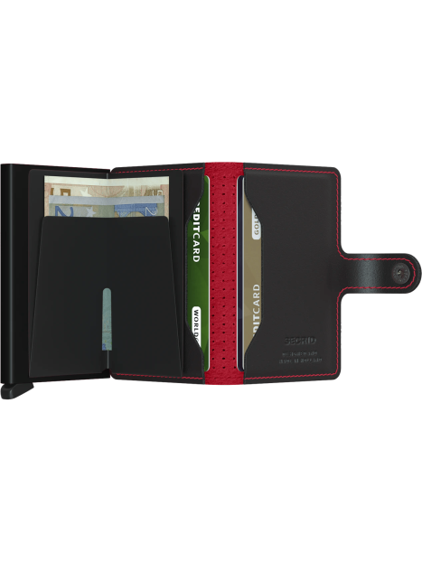 Secrid MPF - ALUMINIUM/CUIR - BLACK/RED secrid- miniwallet perforated- porte carte rfid Porte-cartes