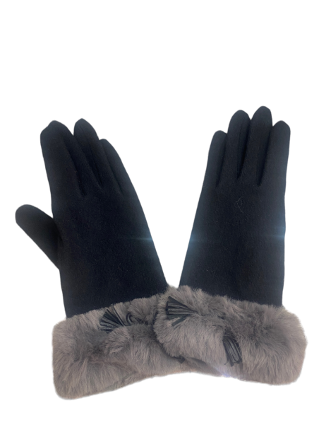 Glove Story 31168NF - POLYURÉTHANE - NOIR -  glove story-gants laine-manchette Gants