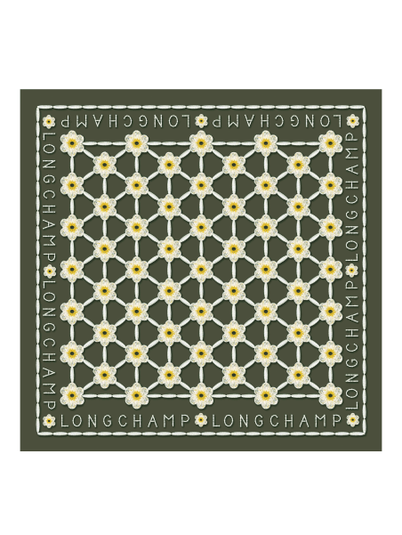 Longchamp 50625/SOI - SOIE - KAKI - 292 longchamp-carré de soie-marguerites Foulards/Etoles
